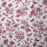Viscose imprimée fleurs et papillons violet fond blanc