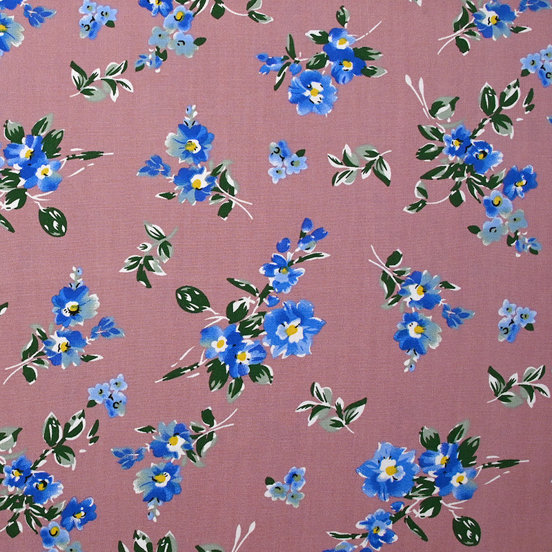 Viscose imprimée fleurs Hibiscus fond vieux violet