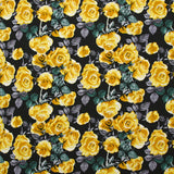 Viscose imprimée fleurs Poppy jaune fond noir