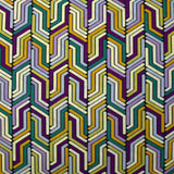 Viscose imprimée géométrie anis, violet et canard