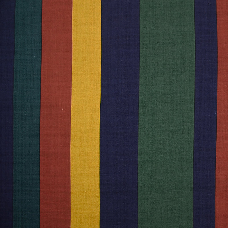 Viscose imprimée larges rayures ocre rouge et vert forêt