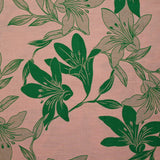 Viscose imprimée légère jungle flower vert fond rose