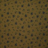 Viscose imprimée légère roses indigo fond marron kaki
