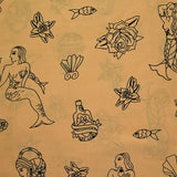 Viscose imprimée légère sirène fond pêche