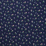 Viscose imprimée les fleurs volent fond marine