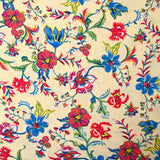 Viscose imprimée liane de fleurs bleu fond sable