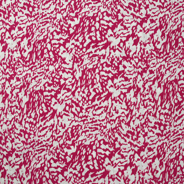 Viscose imprimée lurex évasion blanc fond fuchsia