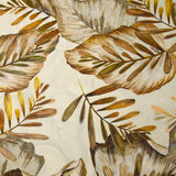 Viscose imprimée nature en feuilles marron et jaune fond écru