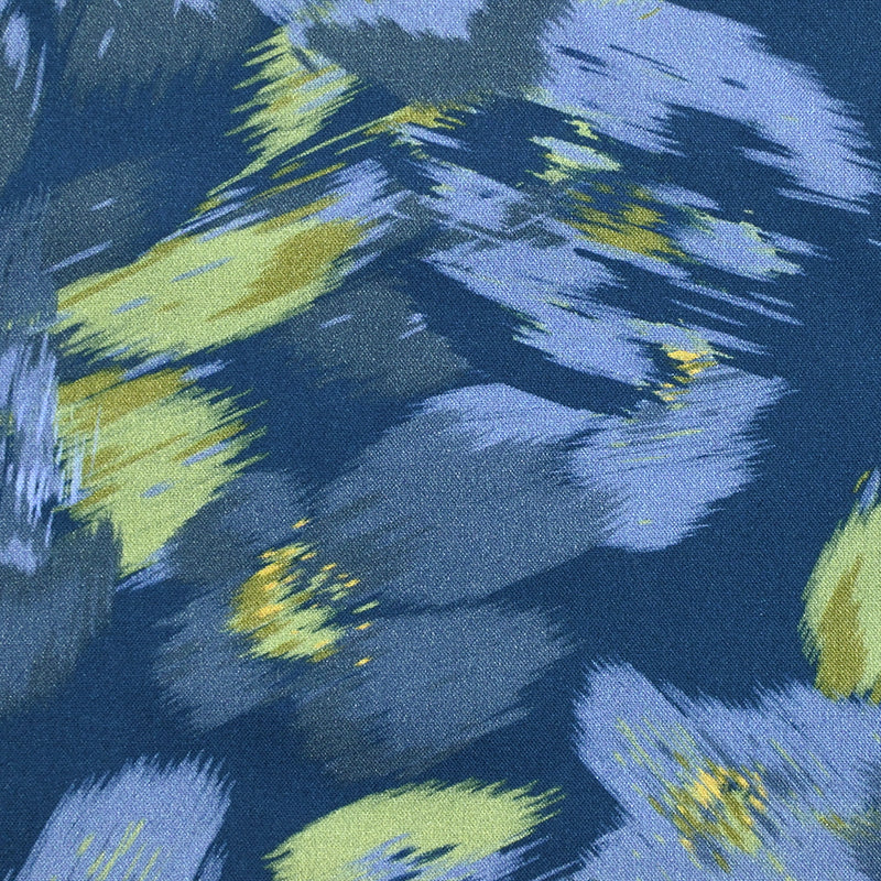 Viscose imprimée ondes de fleurs fond bleu foncé