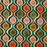 Viscose imprimée ondulations rétro fond vert foncé