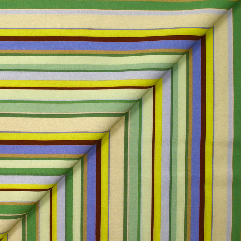 Viscose imprimée rayure arlequin vert et jaune fluo