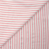 Viscose imprimée rayures à pois rouge et lurex fond blanc