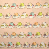 Viscose imprimée Sumikko Gurashi fond pêche