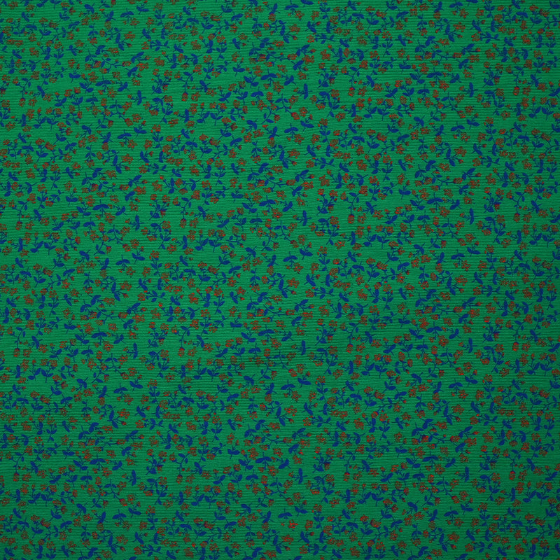 Viscose imprimée texturée mini fleurs fond vert