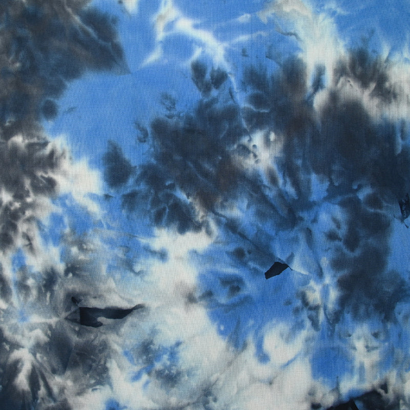 Viscose imprimée tie & dye bleu et anthracite