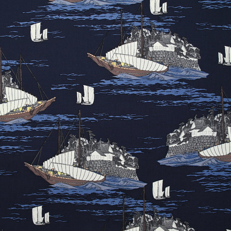 Viscose imprimée traversée en bateau fond marine