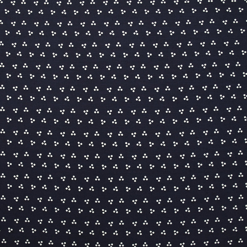 Viscose imprimée trio de pois fond marine