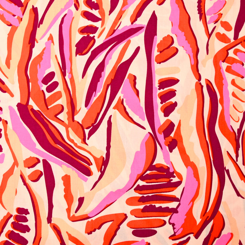 Viscose imprimée vague rose et rouge