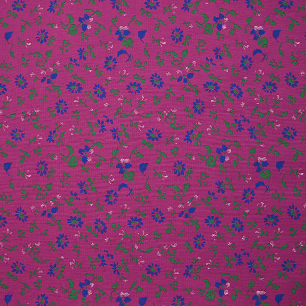 Viscose imprimée vent de fleurs fond magenta