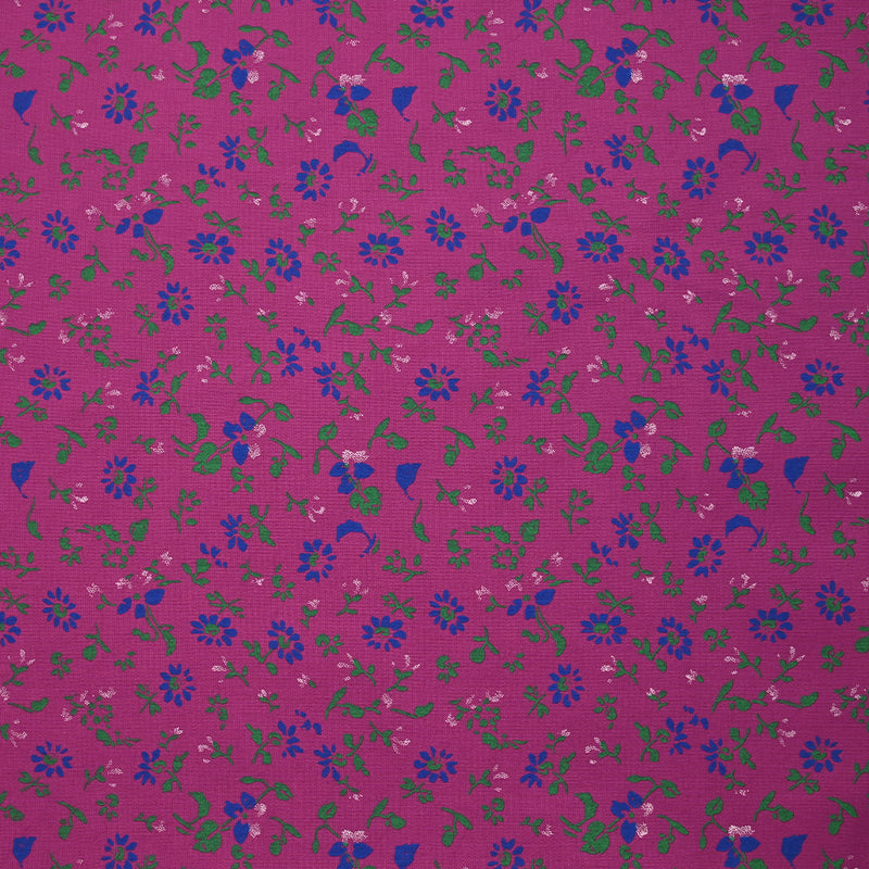 Viscose imprimée vent de fleurs fond magenta