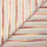 Viscose rayée en dégradé rose, orange et corail fond blanc cassé