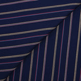Woven viscose dyed red striped navy background