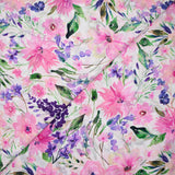 Voile 100% coton Plumetis imprimé printemps rose