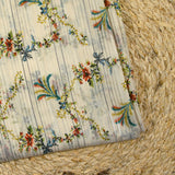 Voile de coton et soie Lurex imprimé floral fond écru