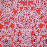 Voile de coton imprimé baroque fond rouge