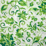 Voile de coton imprimé jardin persan vert fond blanc