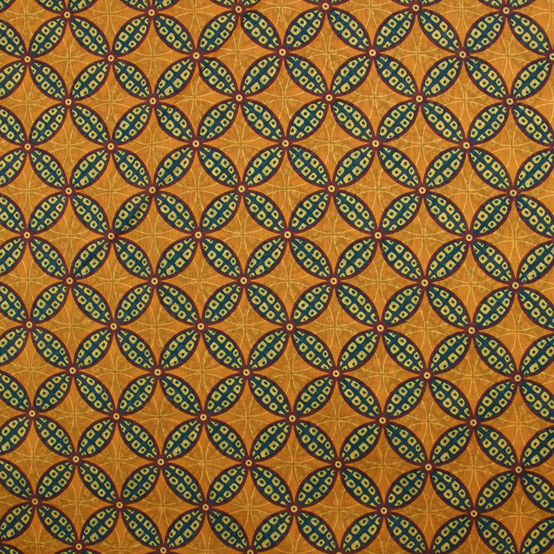 Voile de coton imprimé rosace fond ocre