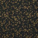 Voile de viscose imprimé branches de fleurs ocre fond noir