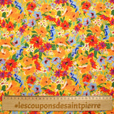 Viscose sail printed summer flowers yellow background