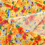 Viscose sail printed summer flowers yellow background