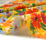 Viscose sail printed summer flowers yellow background