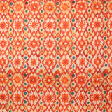 Voile polycoton imprimé diverses étoiles orange fond blanc