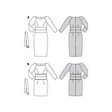 Patron Burda n°6165: Robe fourreau manches 3/4 femme