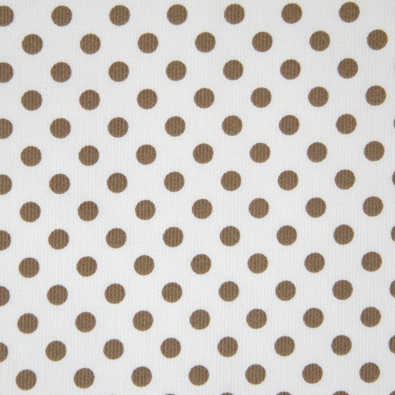 Piqué de coton milleraies imprimé pois taupe sur fond blanc Coupon 45x45 cm