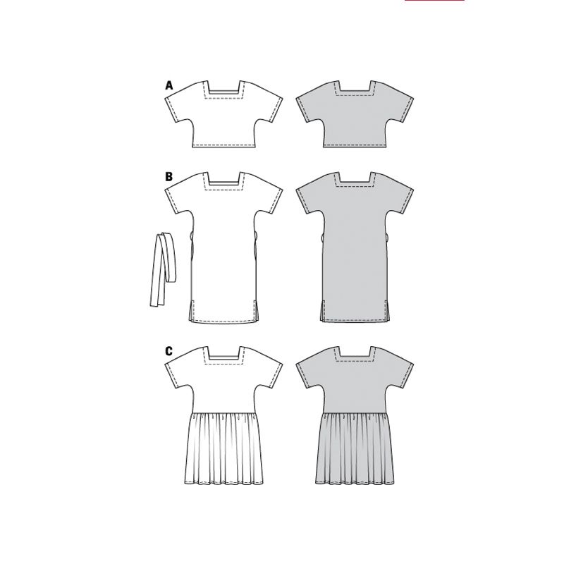 Patron Couture Burda B6611 – T-Shirts Simples Col Rond Ou V – Jersey Facile Toute L’Année – Tailles Variées