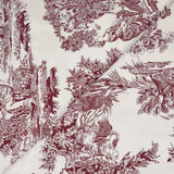 Piqué de coton imprimé toile de jouy bordeaux Coupon 45x45 cm