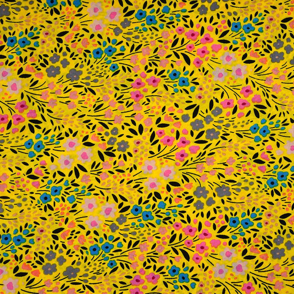 Microfibre imprimée Île aux dames fond jaune