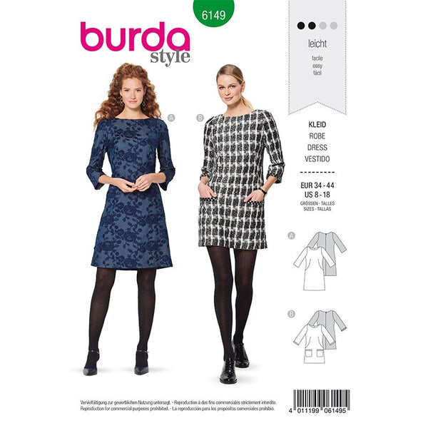 Burda 5885 Patron De Couture Robes Décontractées Femme Tailles 34-44 - Niveau Avancé