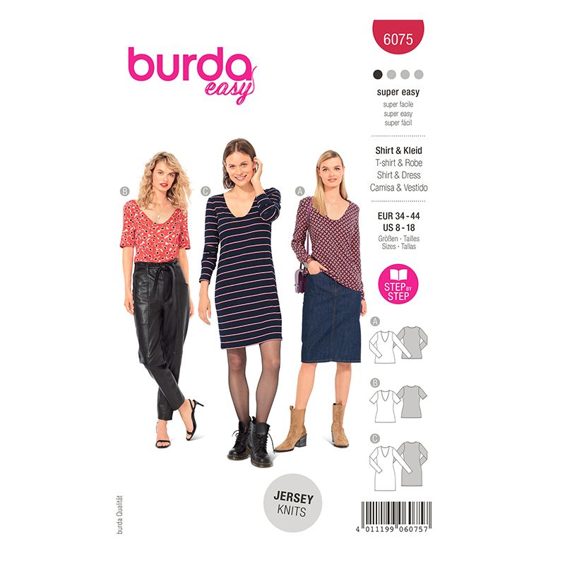 Patron Burda n°6075: T-shirt et robe