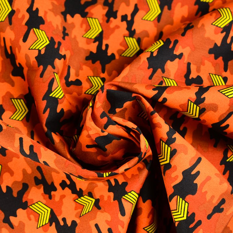 Coton imprimé militaire orange