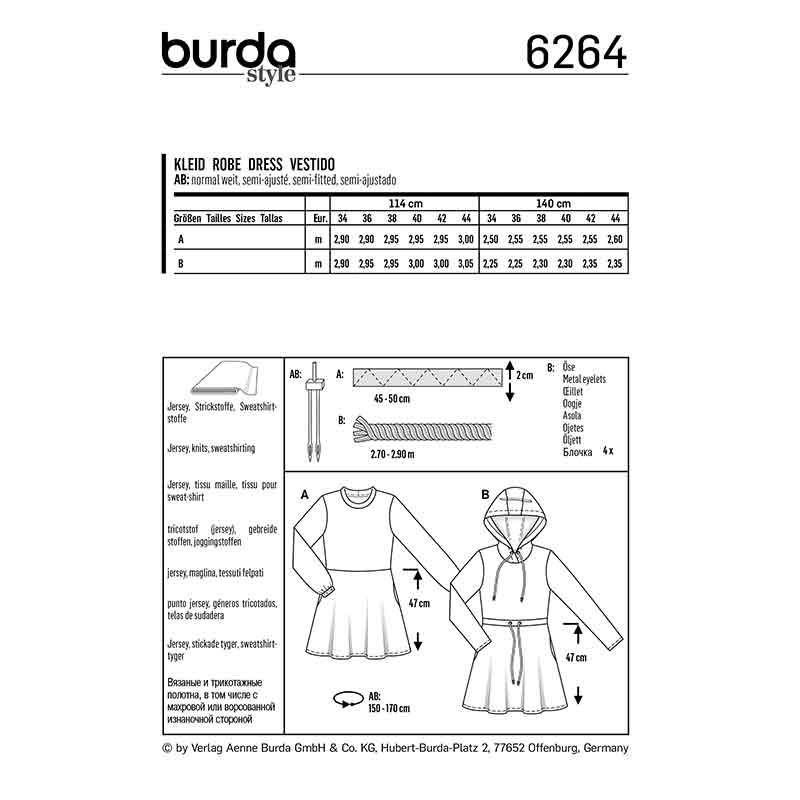 Patron Burda n°6264 Robe