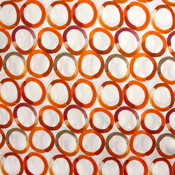 Satin de soie imprimé tous en cercle orange