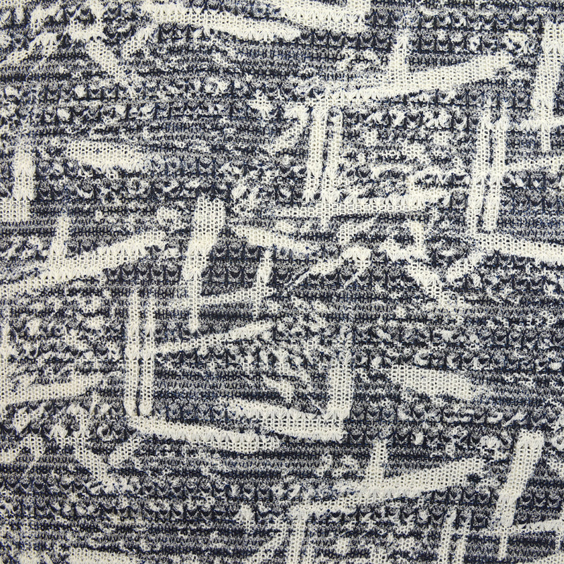 Maille tricot imprimé abstrait blanc fond marine