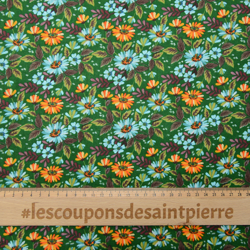 Green background printed cotton