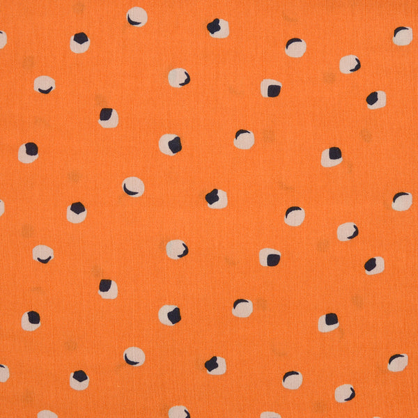 Crépon de viscose imprimé sphéricité fond orange
