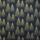 Cotton printed golden fir background navy